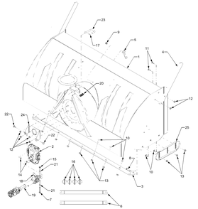 Blower Housing, Drive Shaft And Gearbox Diagram and Parts List for 619 590100 Cub Cadet Snow Blower